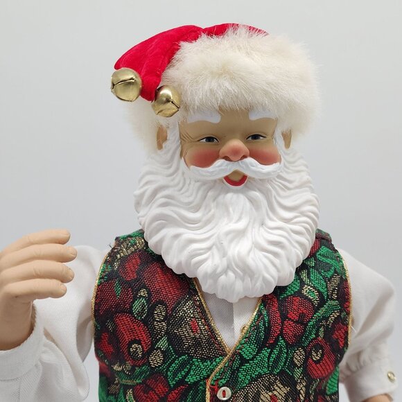 Rockin' Animated Santa Claus Doll With Festive Vest & Red Velvet Outfit 1999 - Picture 2 of 9